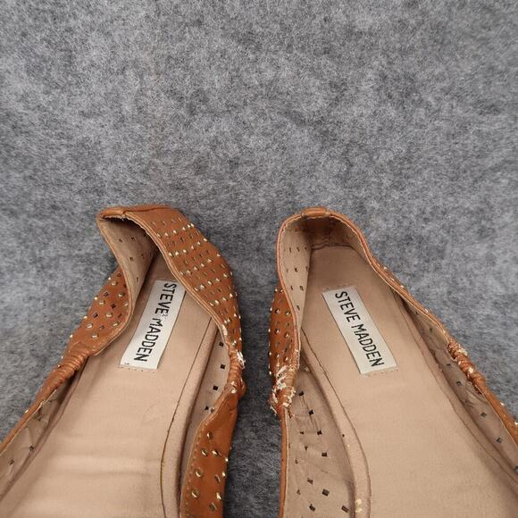Steve Madden Shoes Womens 9 Ballet Flats Studs Perforated Brown Slip On Casual - Picture 3 of 12
